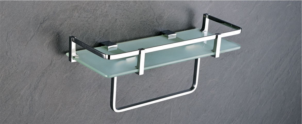 Glass Shelf with Napkin Ring by Decor Brass Bath Shelfs